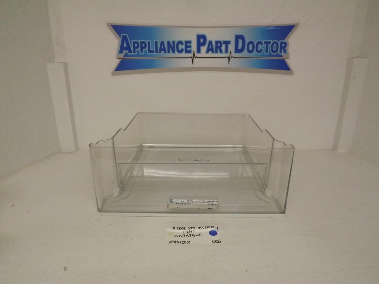 Whirlpool Refrigerator W10758540 Crisper Pan Assembly (Left) Used Whirlpool Refrigerator W10758540 Crisper Pan Assembly (Left) Used
